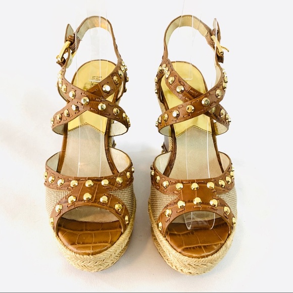 Michael Kors Jade hemp studded wedge sandals 8 M - Picture 5 of 16